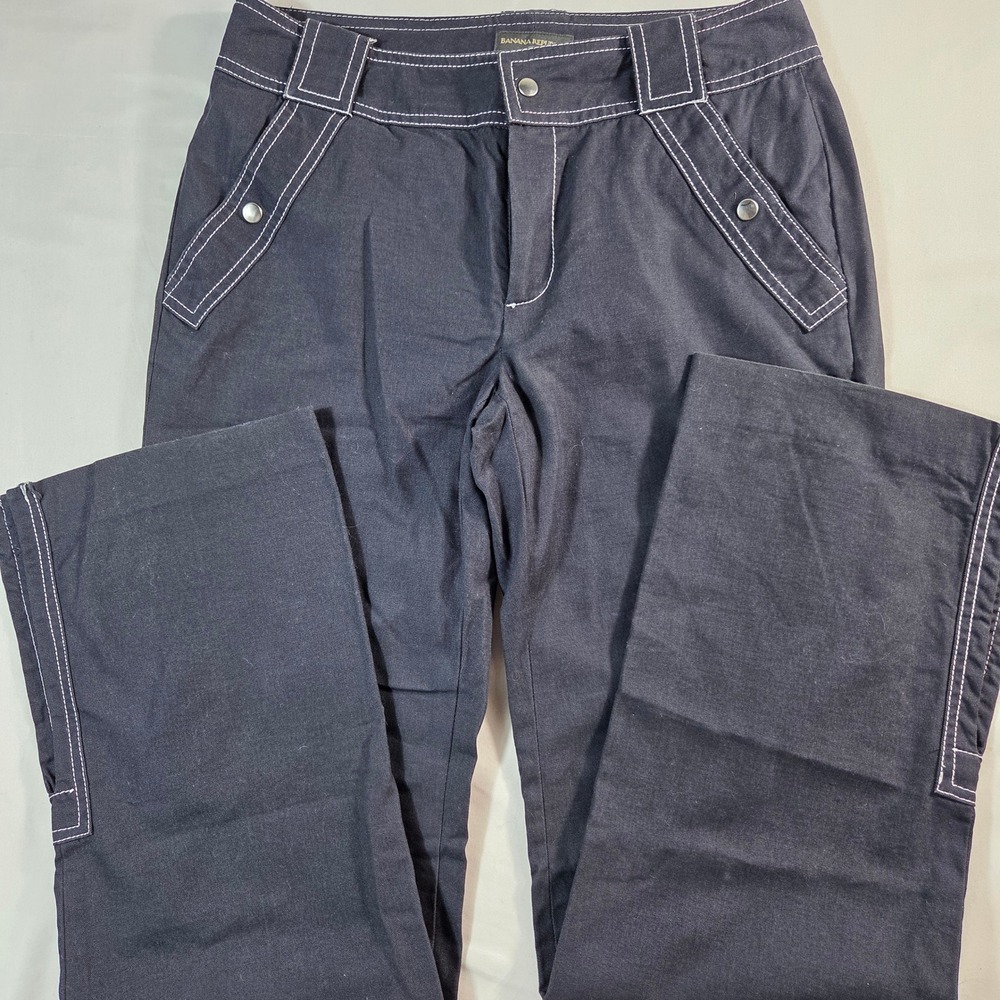 Banana Republic Navy Blue Contrast Stitch Utility Pants Size 4 Cotton Canvas